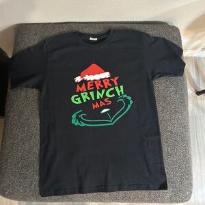black shirt with grinch vinyl print